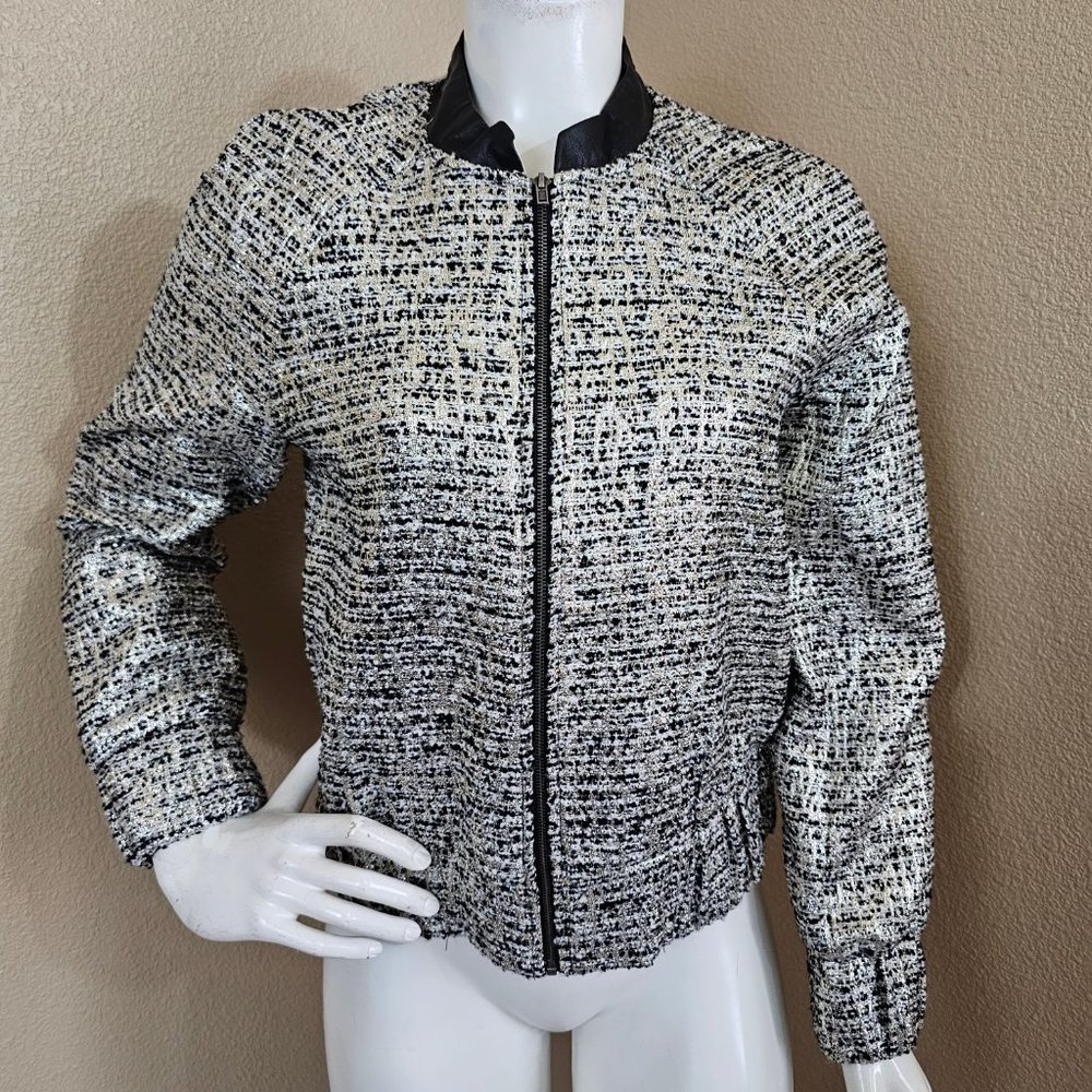 Petticoat Alley Metallic Tweed NEW Bomber Jacket~Size M